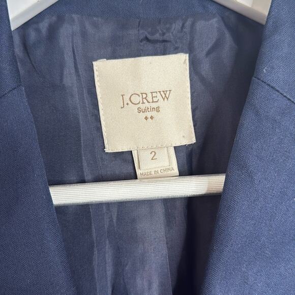 J.CREW Navy Classic Suiting Cotton Button-front Blazer W1770 Sz 2 - Picture 2 of 7
